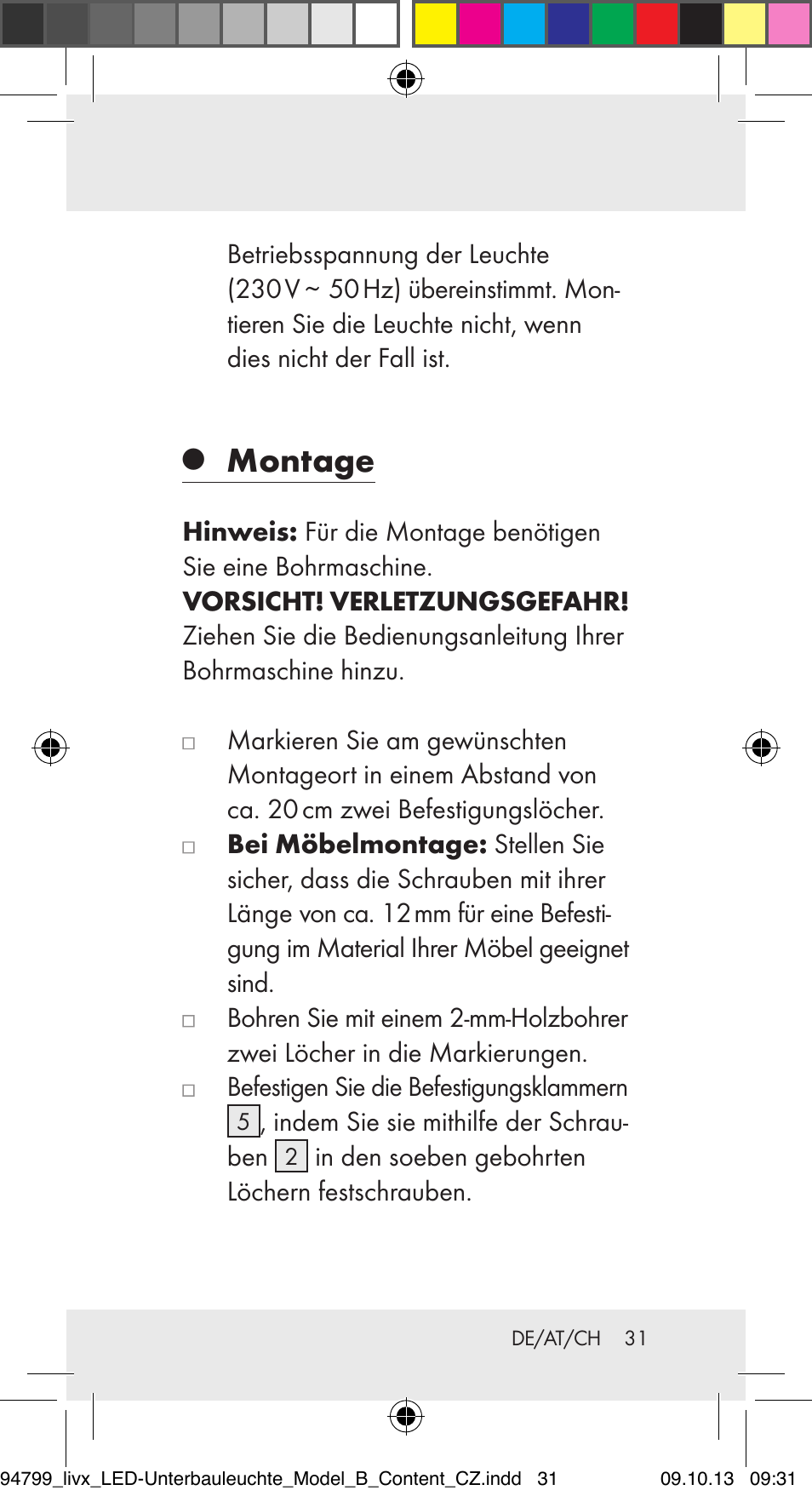 Montage | Livarno Z31791B User Manual | Page 31 / 38