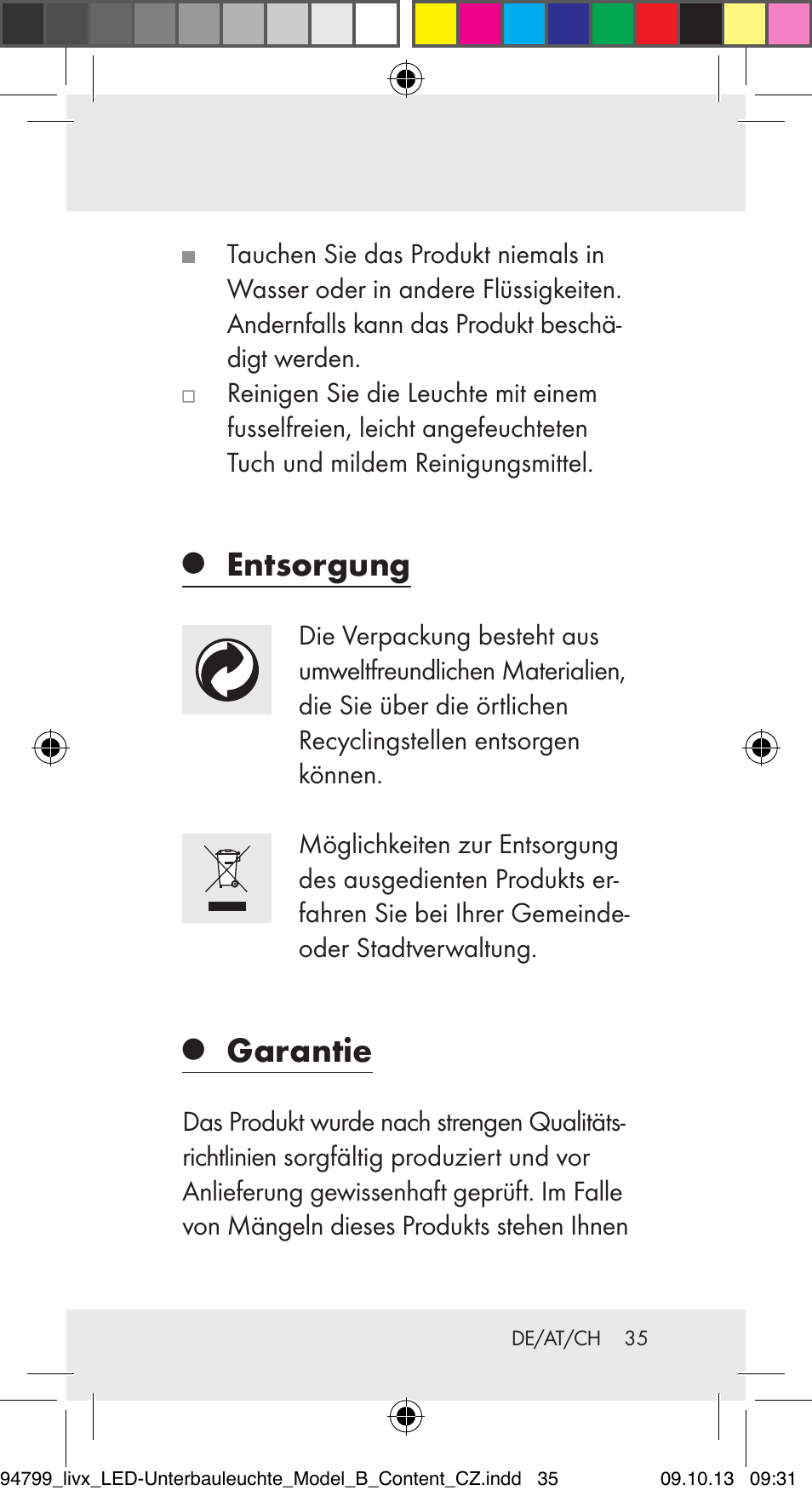 Entsorgung, Garantie | Livarno Z31791B User Manual | Page 35 / 38