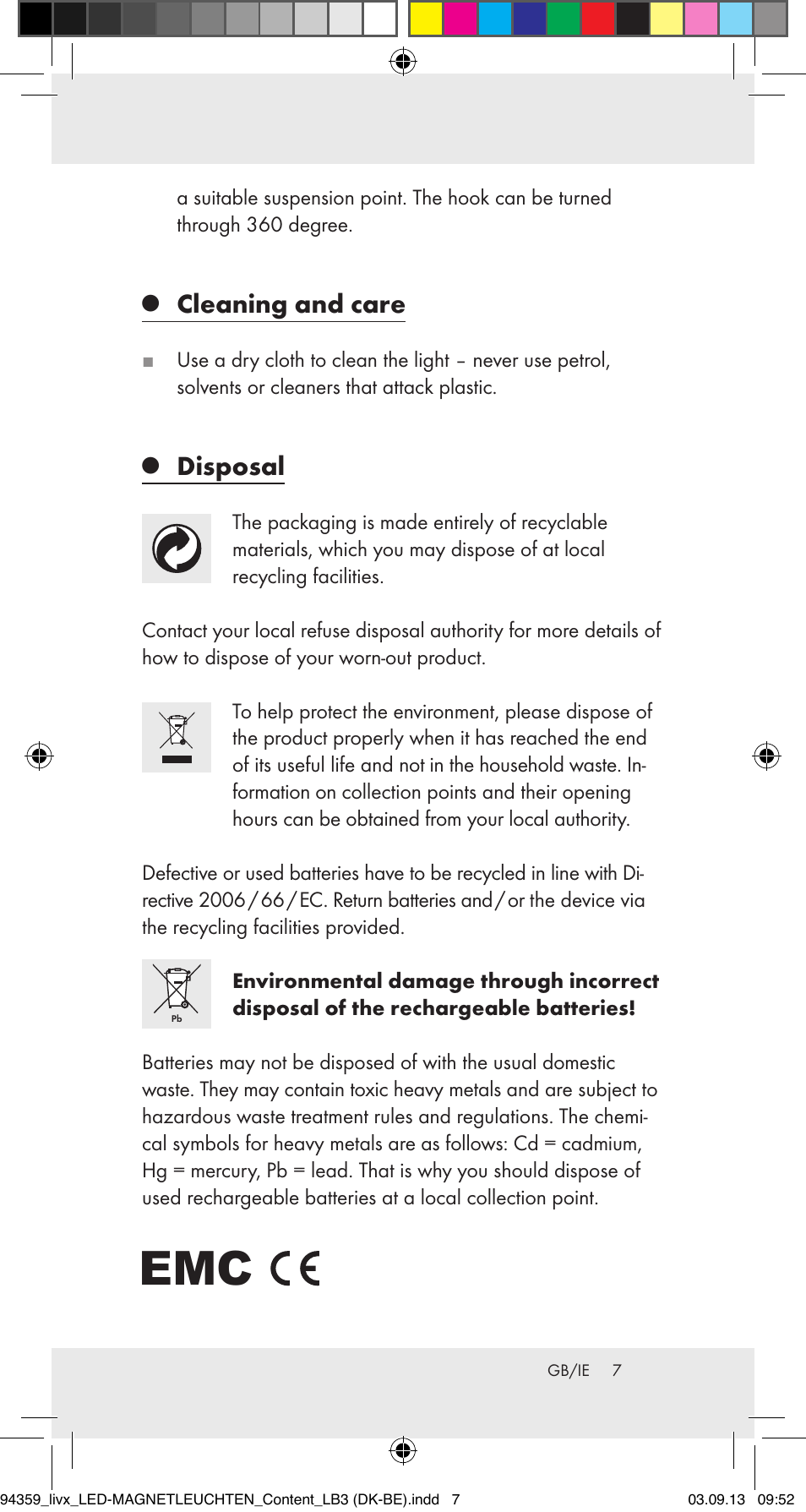Cleaning and care, Disposal | Livarno Z31792 User Manual | Page 7 / 27