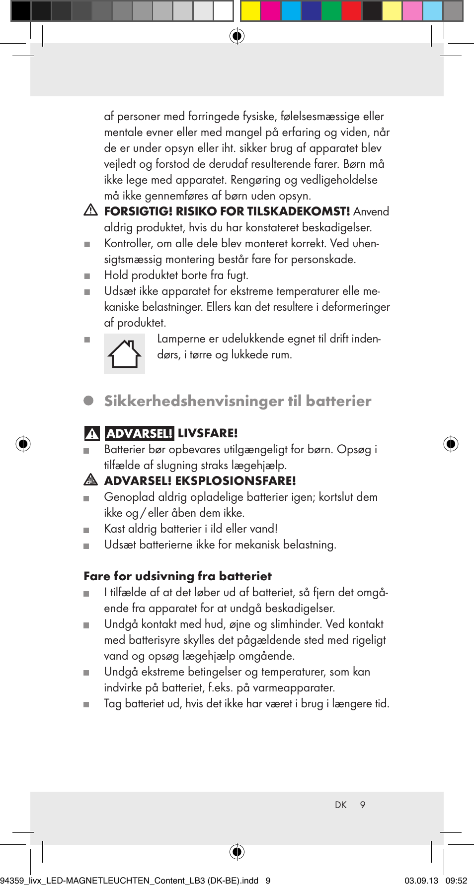Sikkerhedshenvisninger til batterier | Livarno Z31792 User Manual | Page 9 / 27
