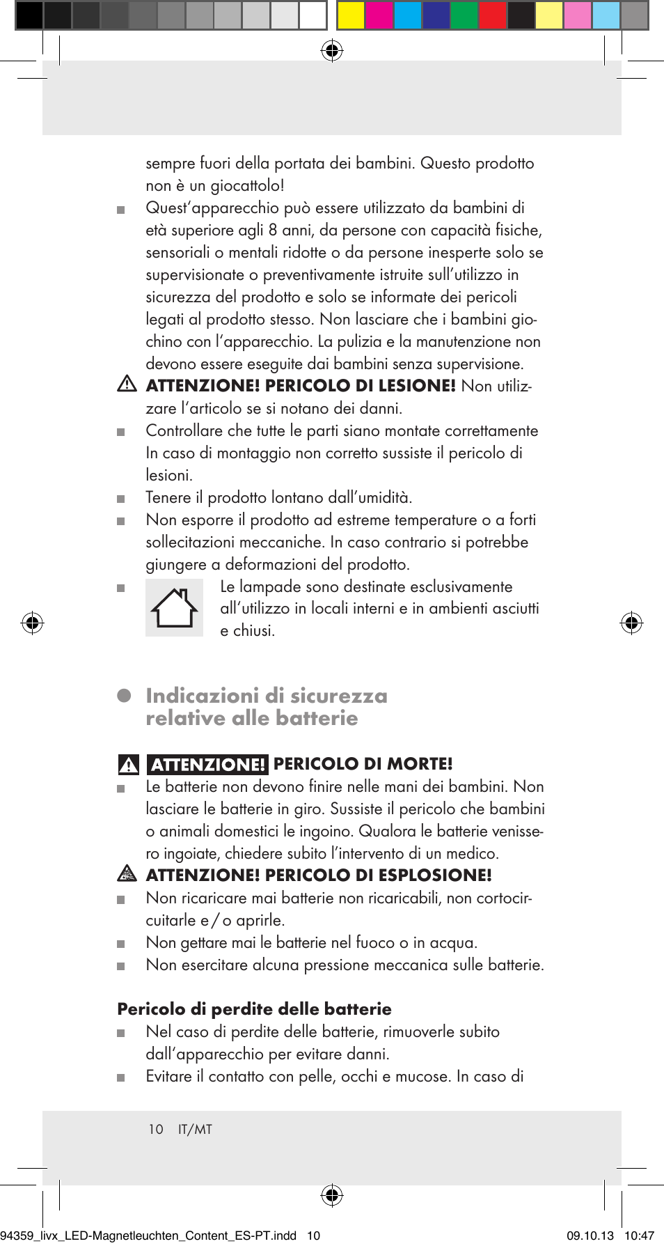 Indicazioni di sicurezza relative alle batterie | Livarno Z31792 User Manual | Page 10 / 28