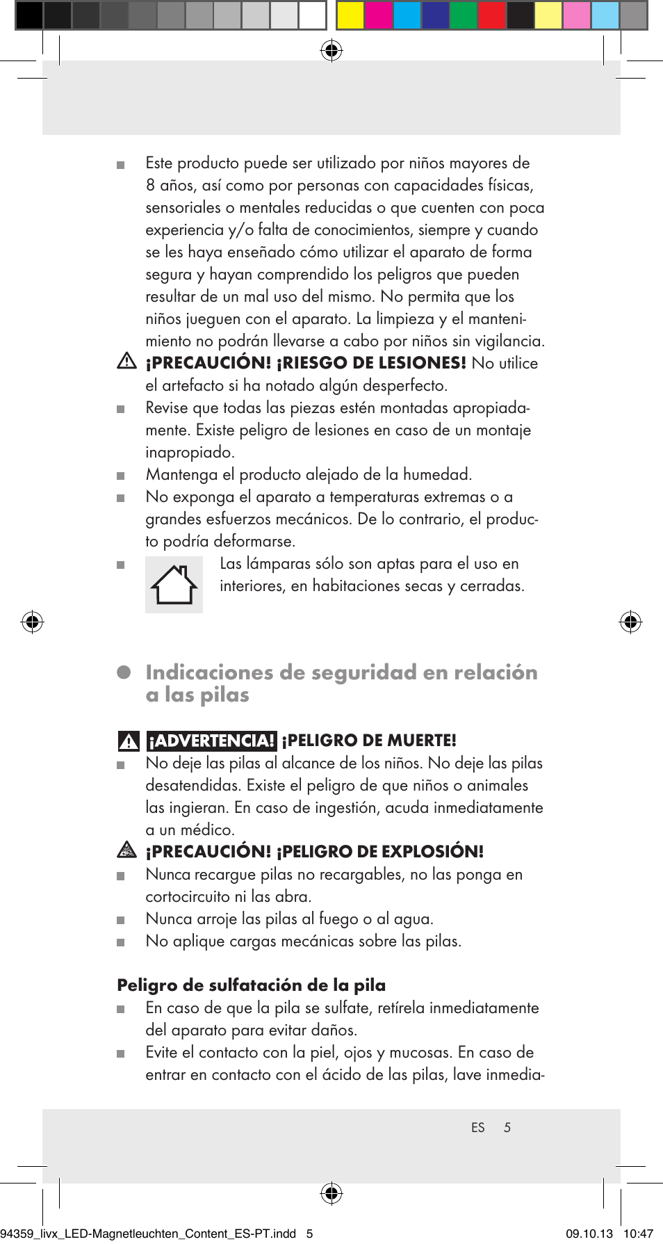 Indicaciones de seguridad en relación a las pilas | Livarno Z31792 User Manual | Page 5 / 28