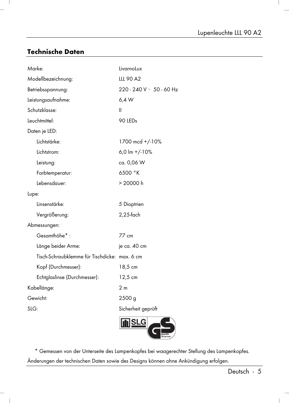 Livarno LLL 90 A2 User Manual | Page 7 / 60