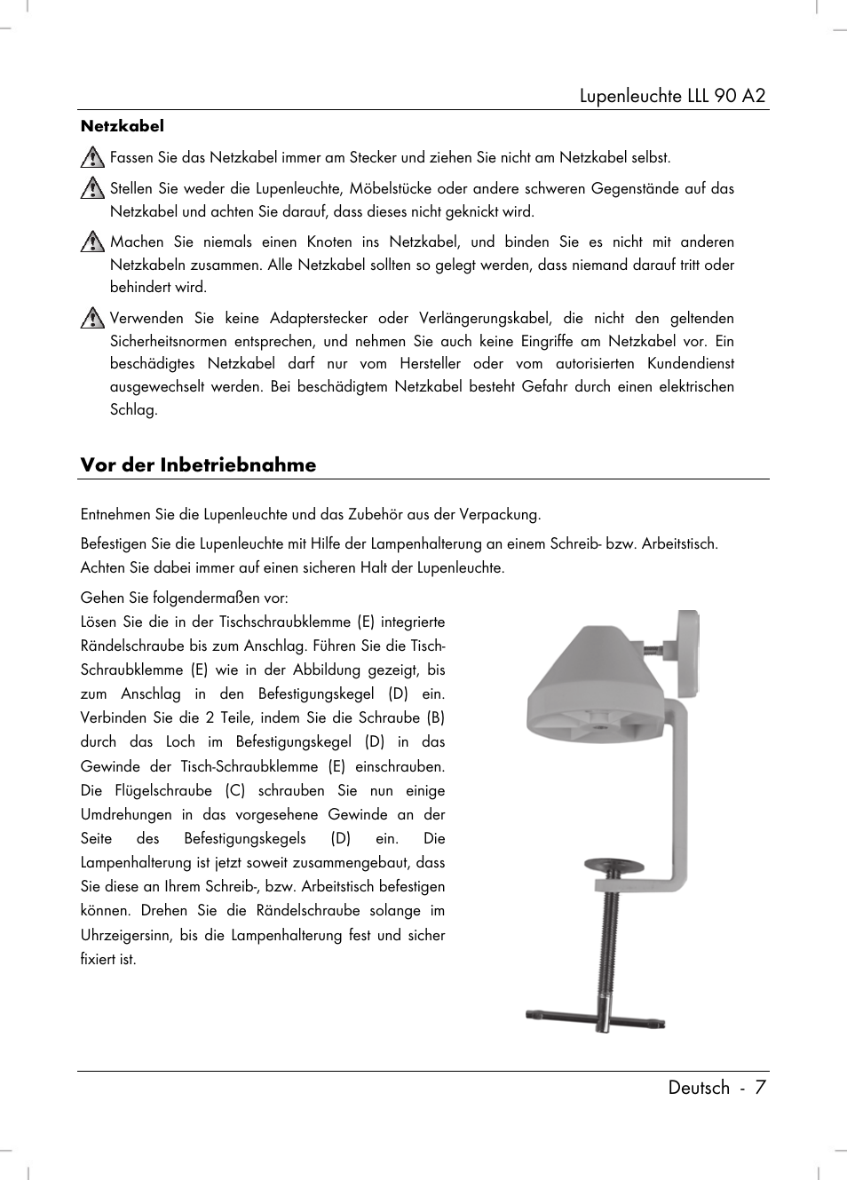 Lupenleuchte lll 90 a2 deutsch - 7, Vor der inbetriebnahme | Livarno LLL 90 A2 User Manual | Page 9 / 60