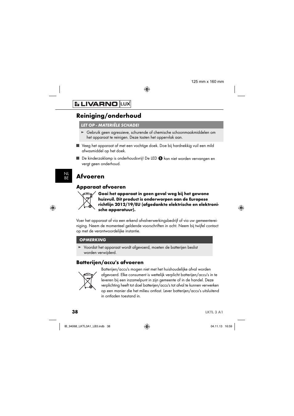 Reiniging/onderhoud, Afvoeren, Apparaat afvoeren | Batterijen/accu's afvoeren | Livarno LKTL 3 A1 User Manual | Page 41 / 52