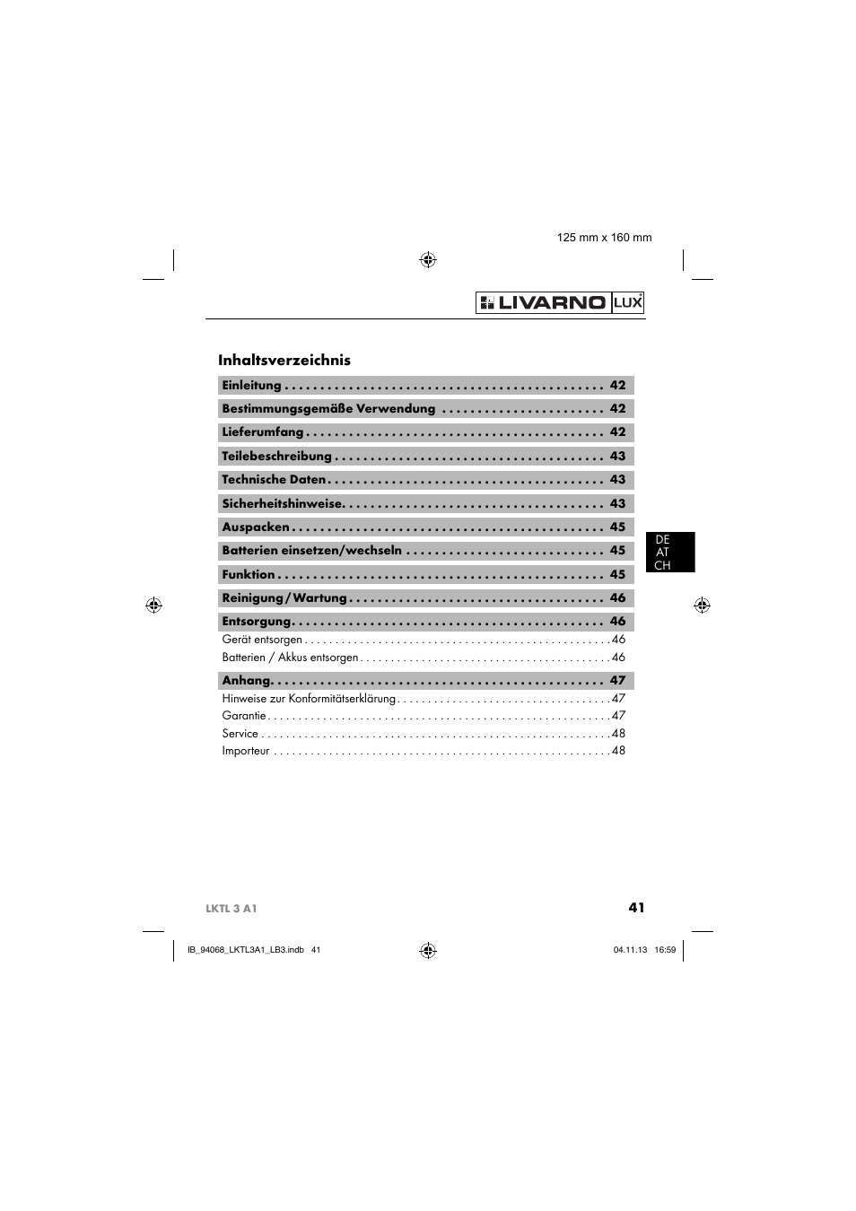 Livarno LKTL 3 A1 User Manual | Page 44 / 52