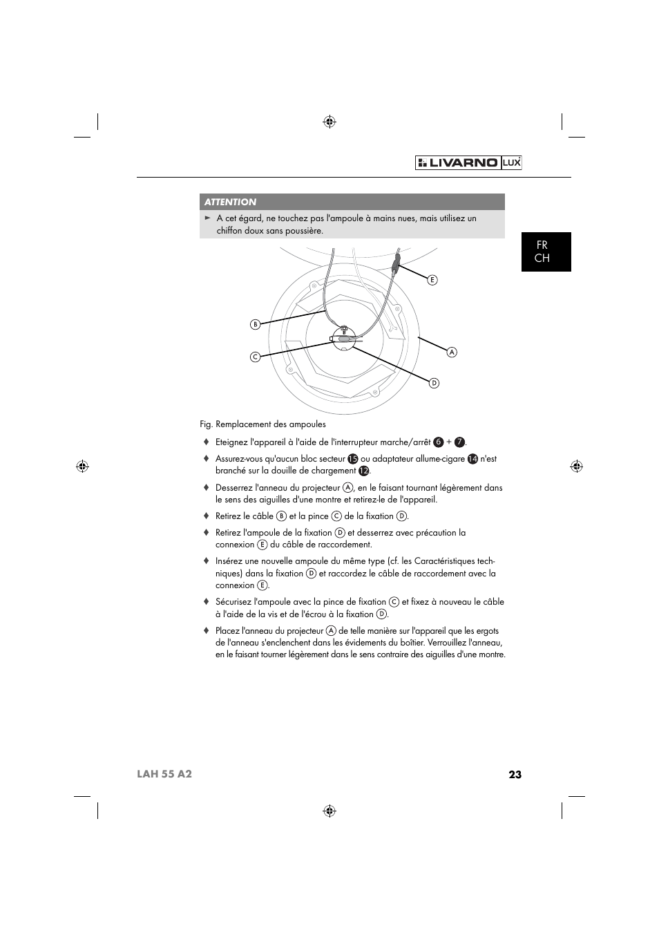 Fr ch | Livarno LAH 55 A2 User Manual | Page 26 / 73