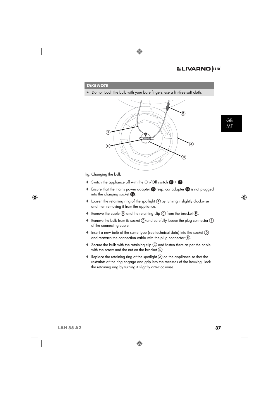 Gb mt | Livarno LAH 55 A2 User Manual | Page 40 / 60