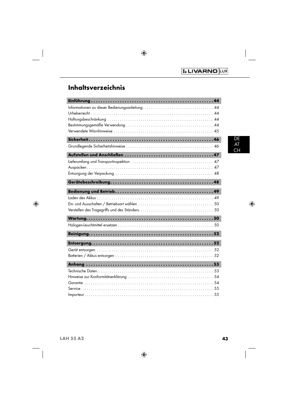 Livarno LAH 55 A2 User Manual | Page 46 / 60