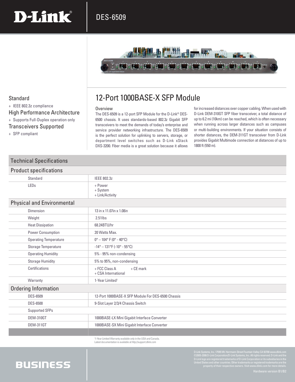 D-Link DES-6509 User Manual | 1 page