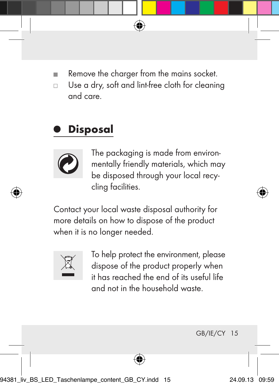 Disposal | Livarno Z31330-BS User Manual | Page 15 / 30