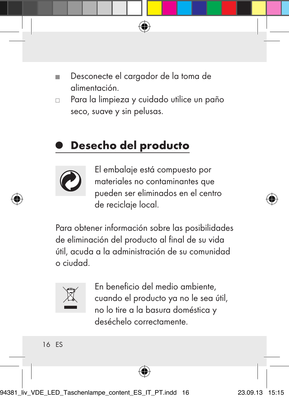 Desecho del producto | Livarno Z31330-BS User Manual | Page 16 / 67