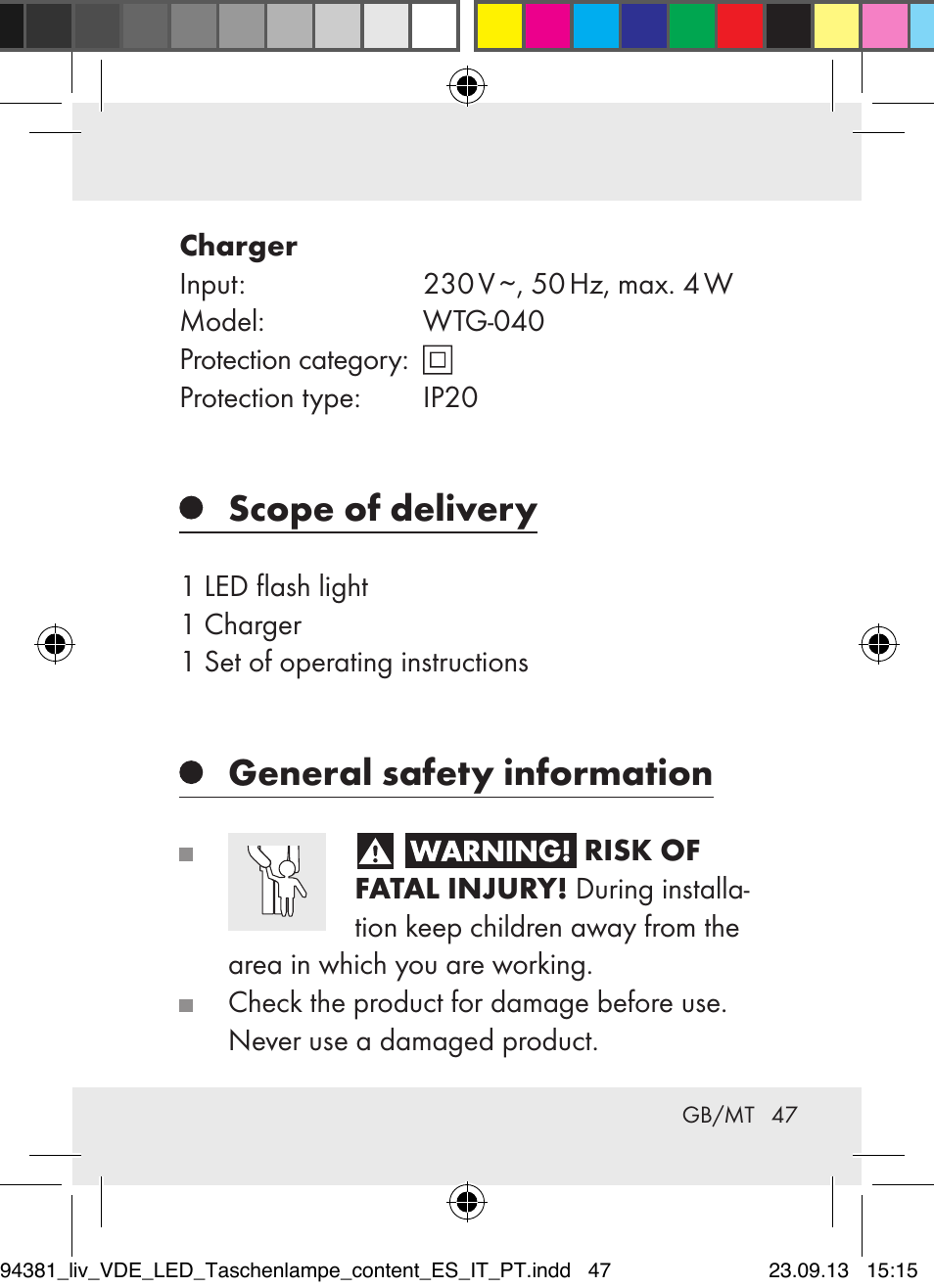 Scope of delivery, General safety information | Livarno Z31330-BS User Manual | Page 47 / 67