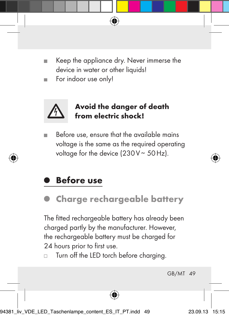 Before use charge rechargeable battery | Livarno Z31330-BS User Manual | Page 49 / 67