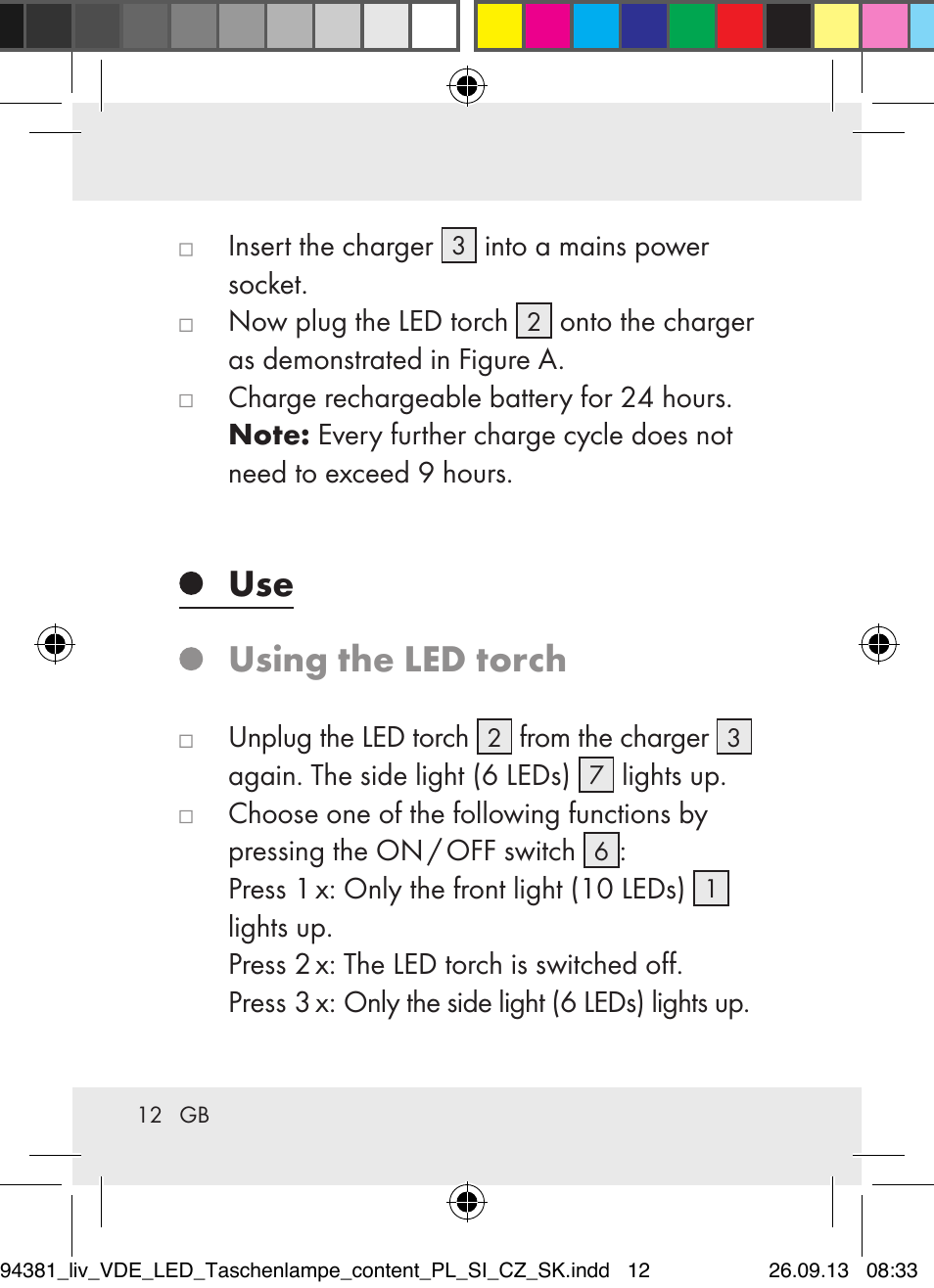 Use using the led torch | Livarno Z31330-BS User Manual | Page 12 / 80