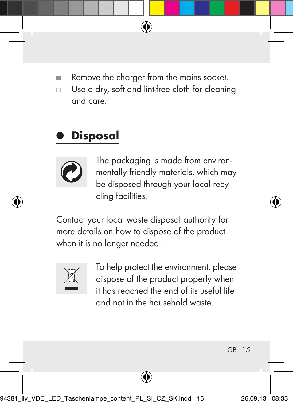 Disposal | Livarno Z31330-BS User Manual | Page 15 / 80