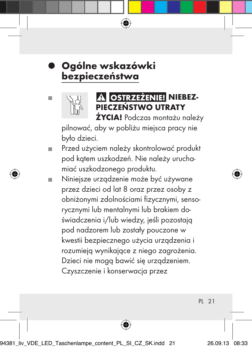 Ogólne wskazówki bezpieczeństwa | Livarno Z31330-BS User Manual | Page 21 / 80