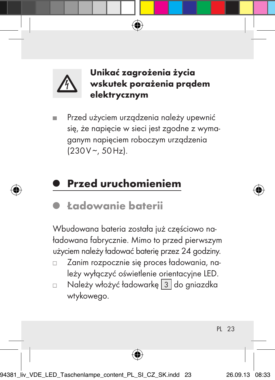 Przed uruchomieniem ładowanie baterii | Livarno Z31330-BS User Manual | Page 23 / 80