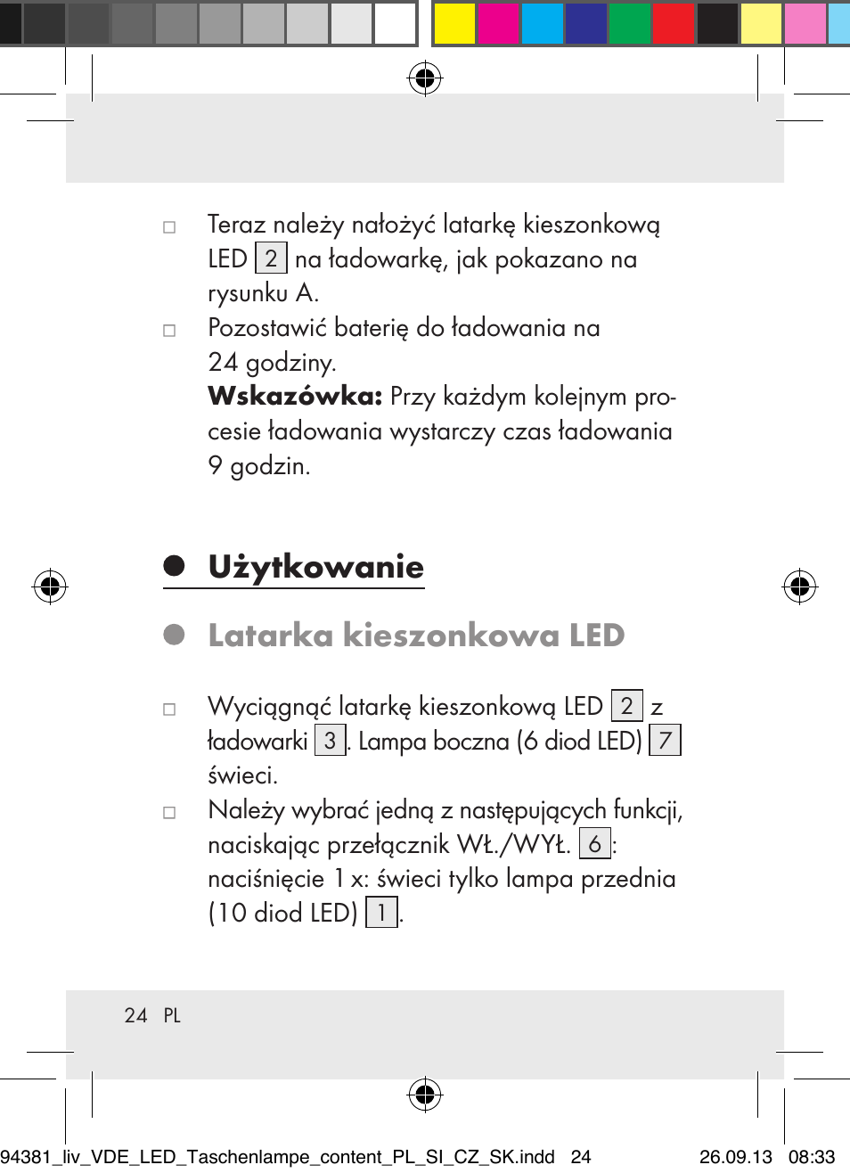 Użytkowanie latarka kieszonkowa led | Livarno Z31330-BS User Manual | Page 24 / 80