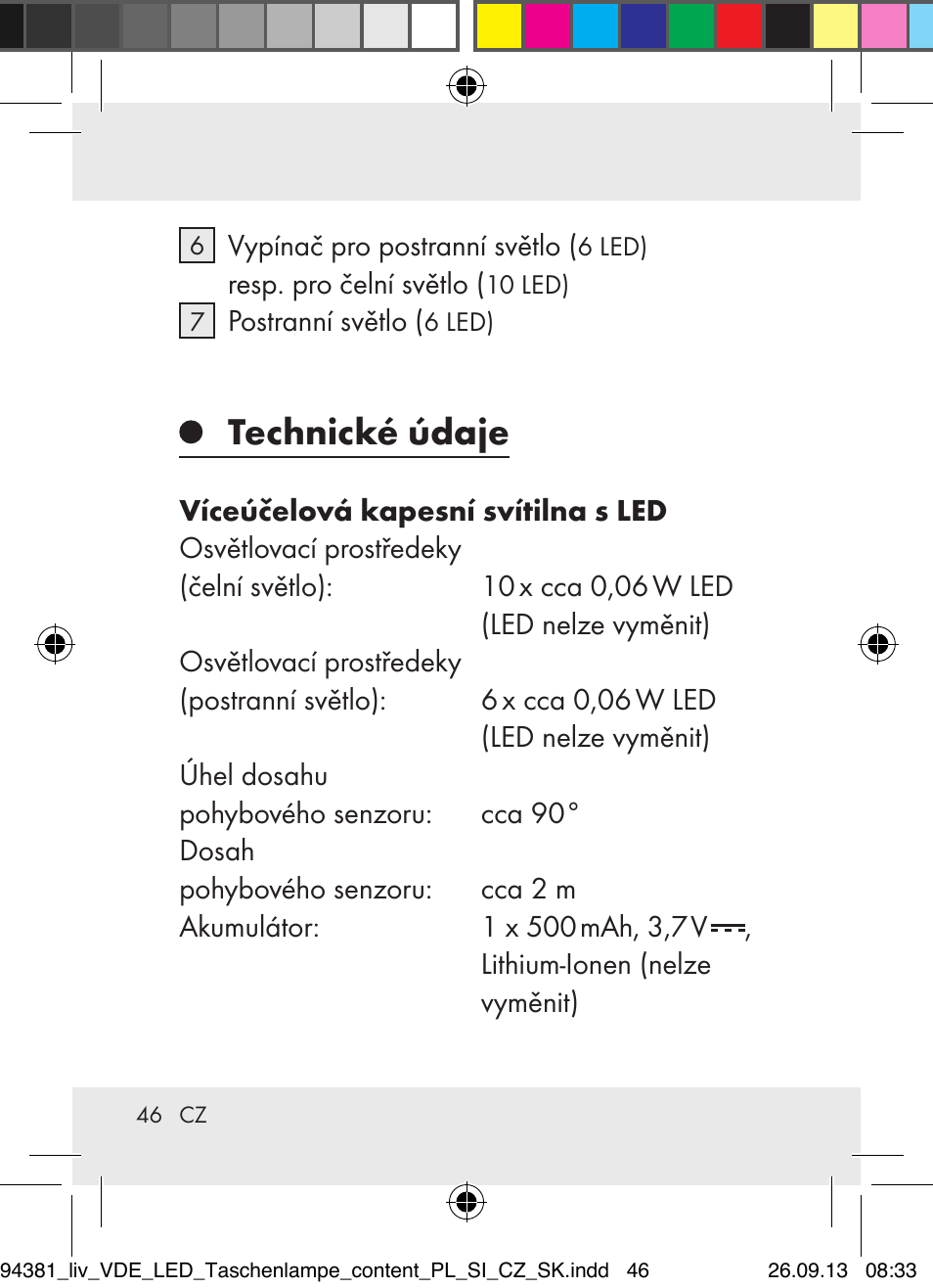 Technické údaje | Livarno Z31330-BS User Manual | Page 46 / 80