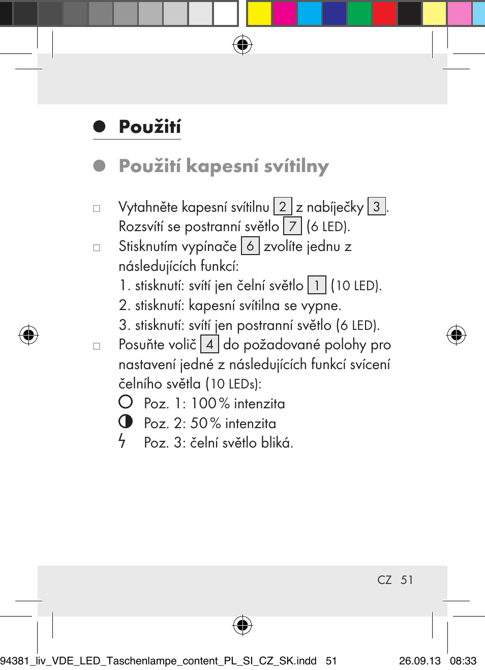 Použití použití kapesní svítilny | Livarno Z31330-BS User Manual | Page 51 / 80