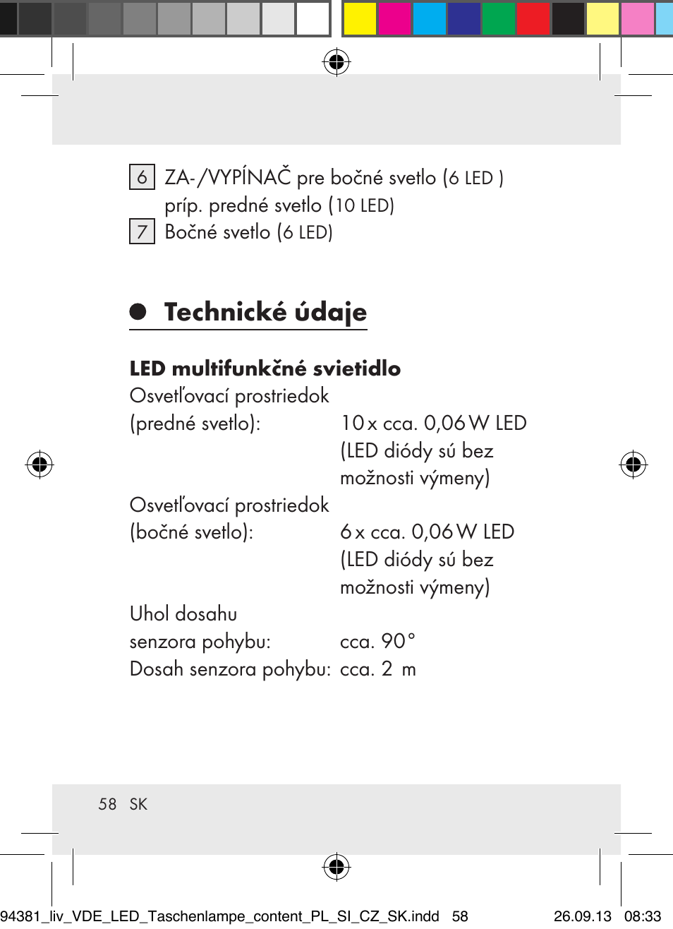 Technické údaje | Livarno Z31330-BS User Manual | Page 58 / 80