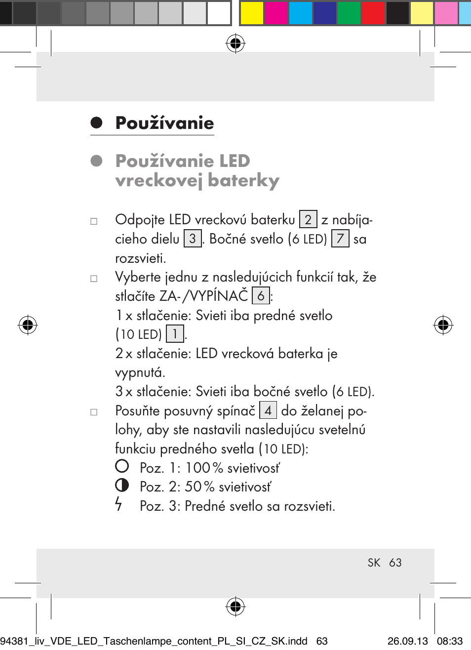 Používanie používanie led vreckovej baterky | Livarno Z31330-BS User Manual | Page 63 / 80