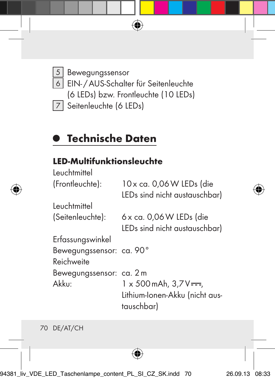 Technische daten | Livarno Z31330-BS User Manual | Page 70 / 80