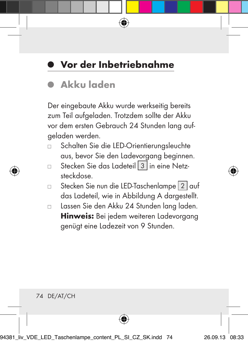 Vor der inbetriebnahme akku laden | Livarno Z31330-BS User Manual | Page 74 / 80