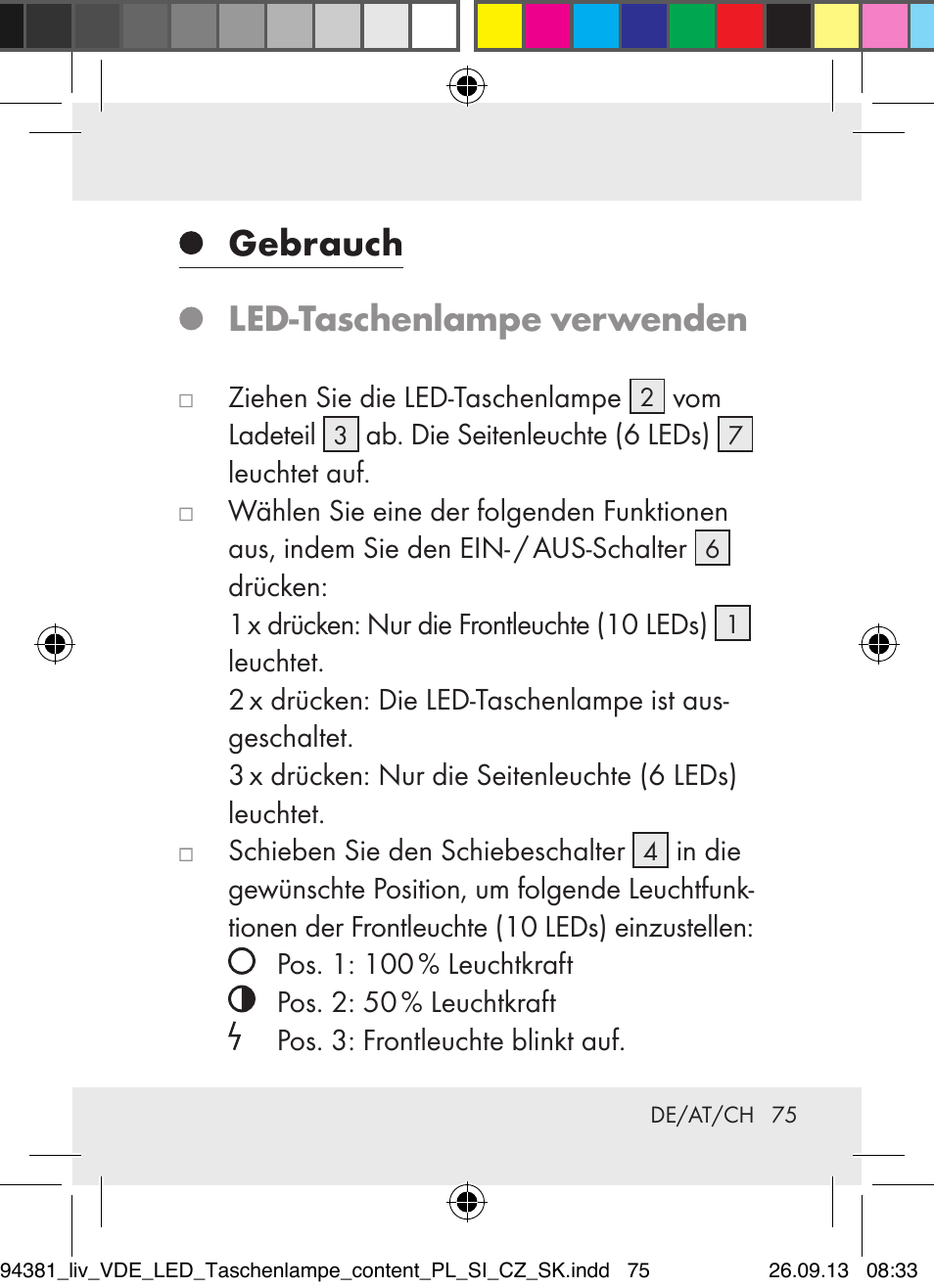 Gebrauch led-taschenlampe verwenden | Livarno Z31330-BS User Manual | Page 75 / 80