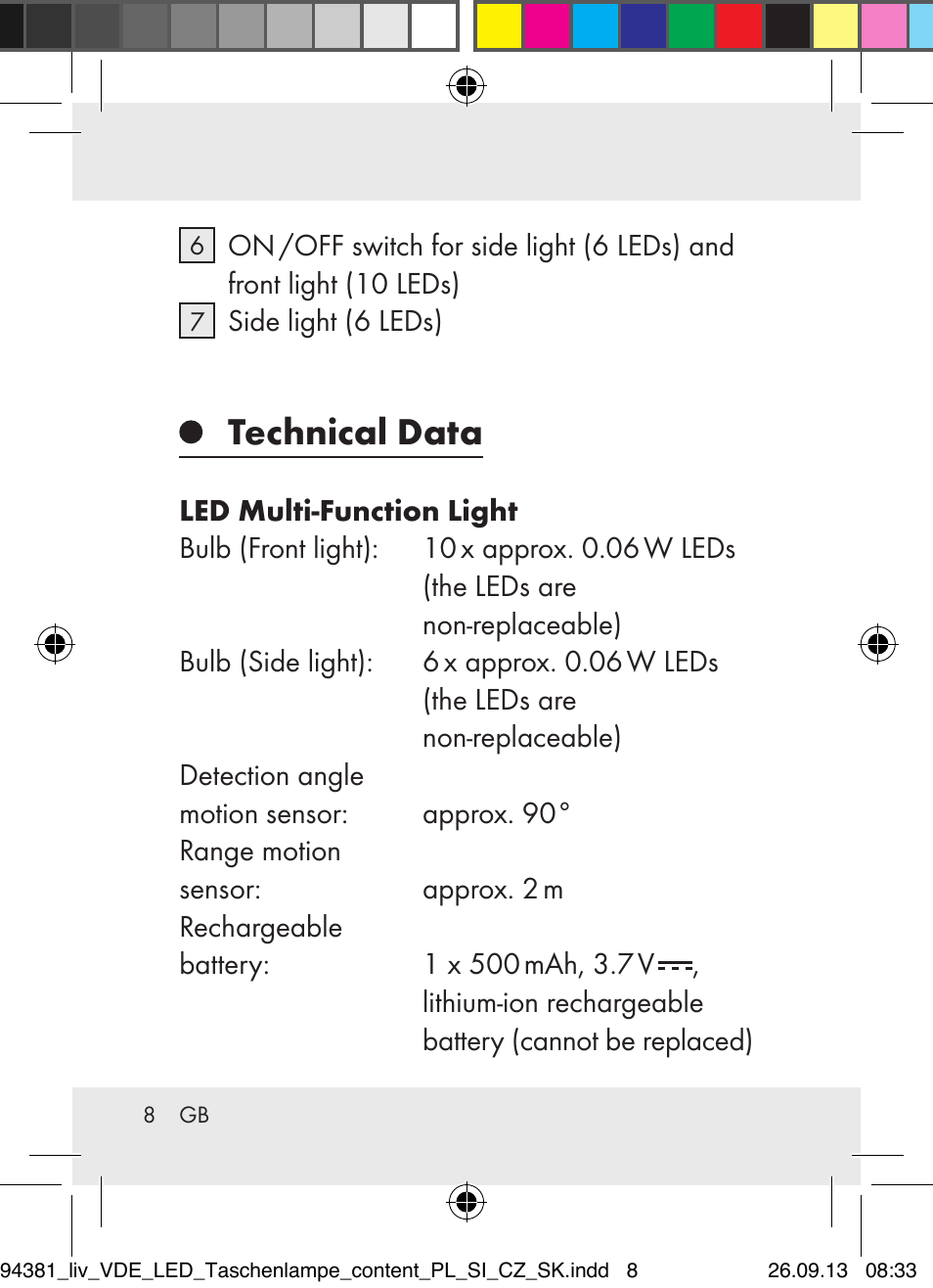 Technical data | Livarno Z31330-BS User Manual | Page 8 / 80