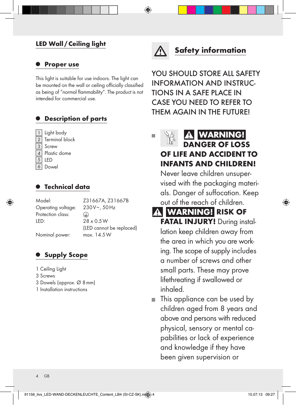 Livarno Z31667A, Z31667B User Manual | Page 4 / 29