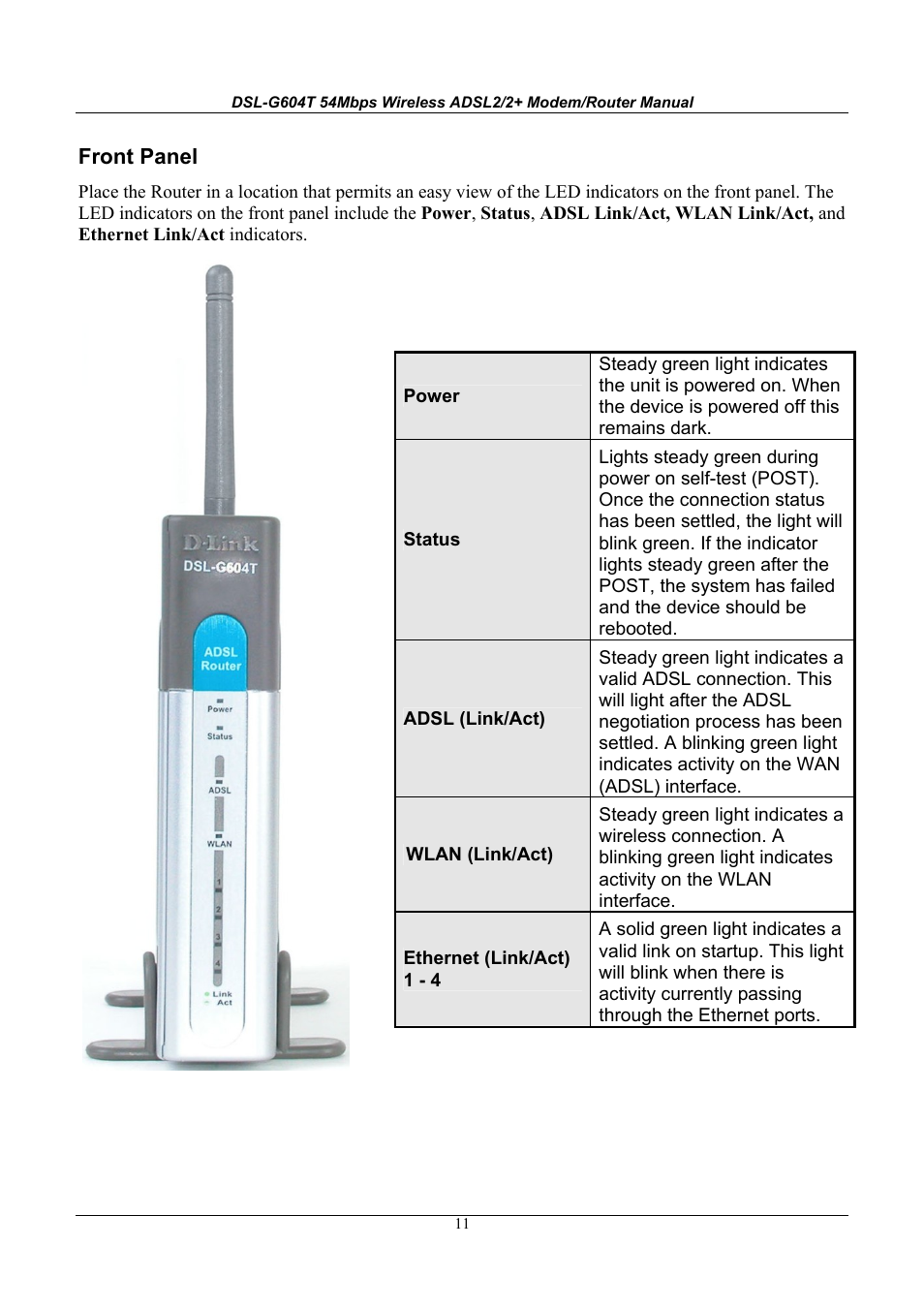 D-Link WIRELESSADSLROUTER DSL-G604T User Manual | Page 11 / 92