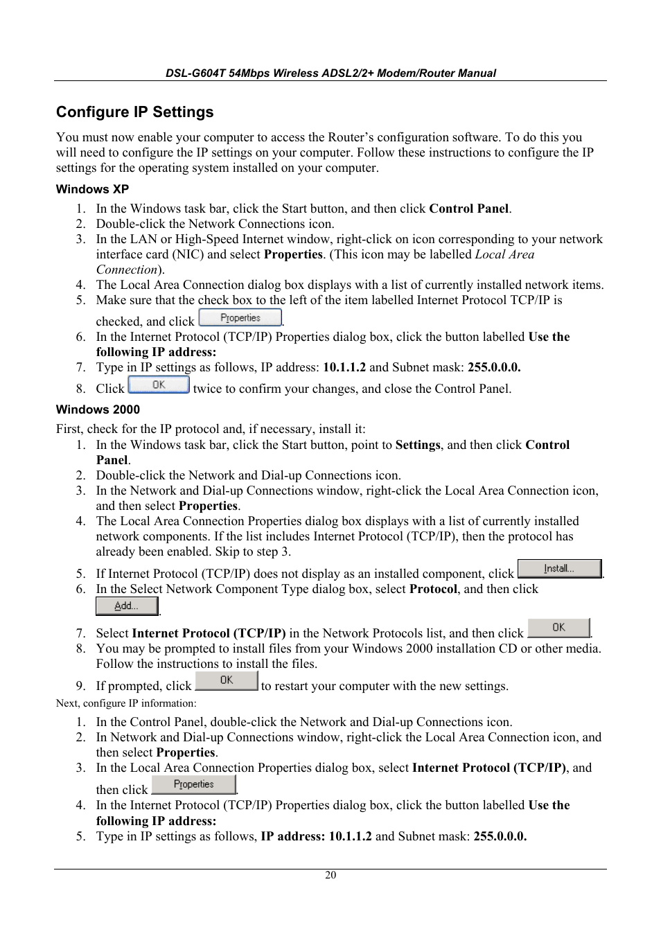 D-Link WIRELESSADSLROUTER DSL-G604T User Manual | Page 20 / 92