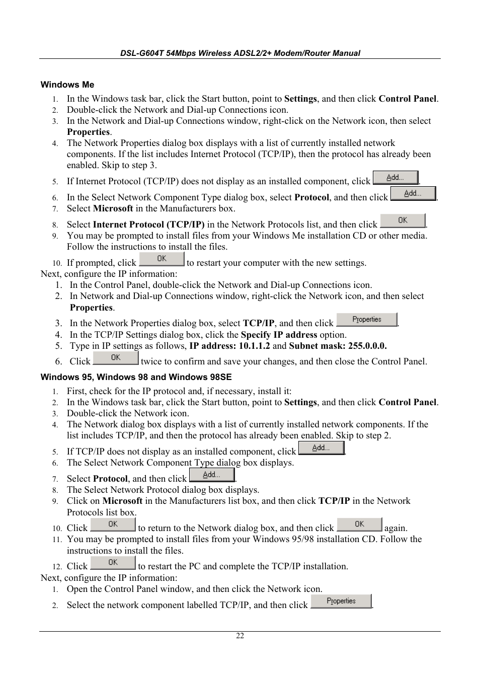 D-Link WIRELESSADSLROUTER DSL-G604T User Manual | Page 22 / 92