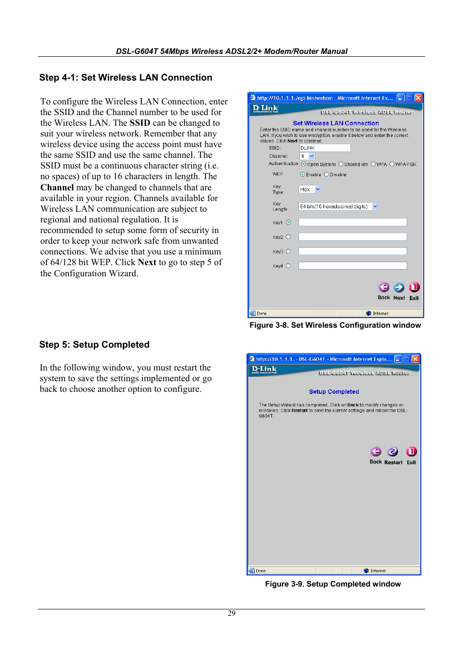 D-Link WIRELESSADSLROUTER DSL-G604T User Manual | Page 29 / 92