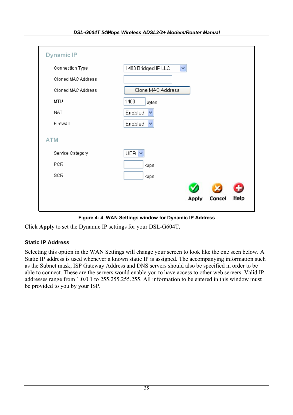 D-Link WIRELESSADSLROUTER DSL-G604T User Manual | Page 35 / 92