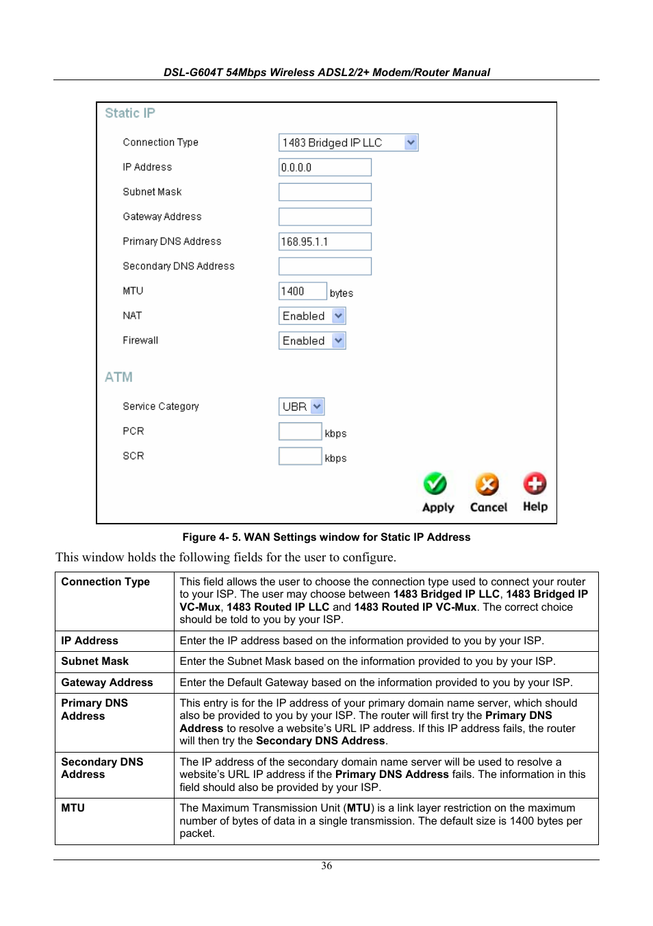 D-Link WIRELESSADSLROUTER DSL-G604T User Manual | Page 36 / 92