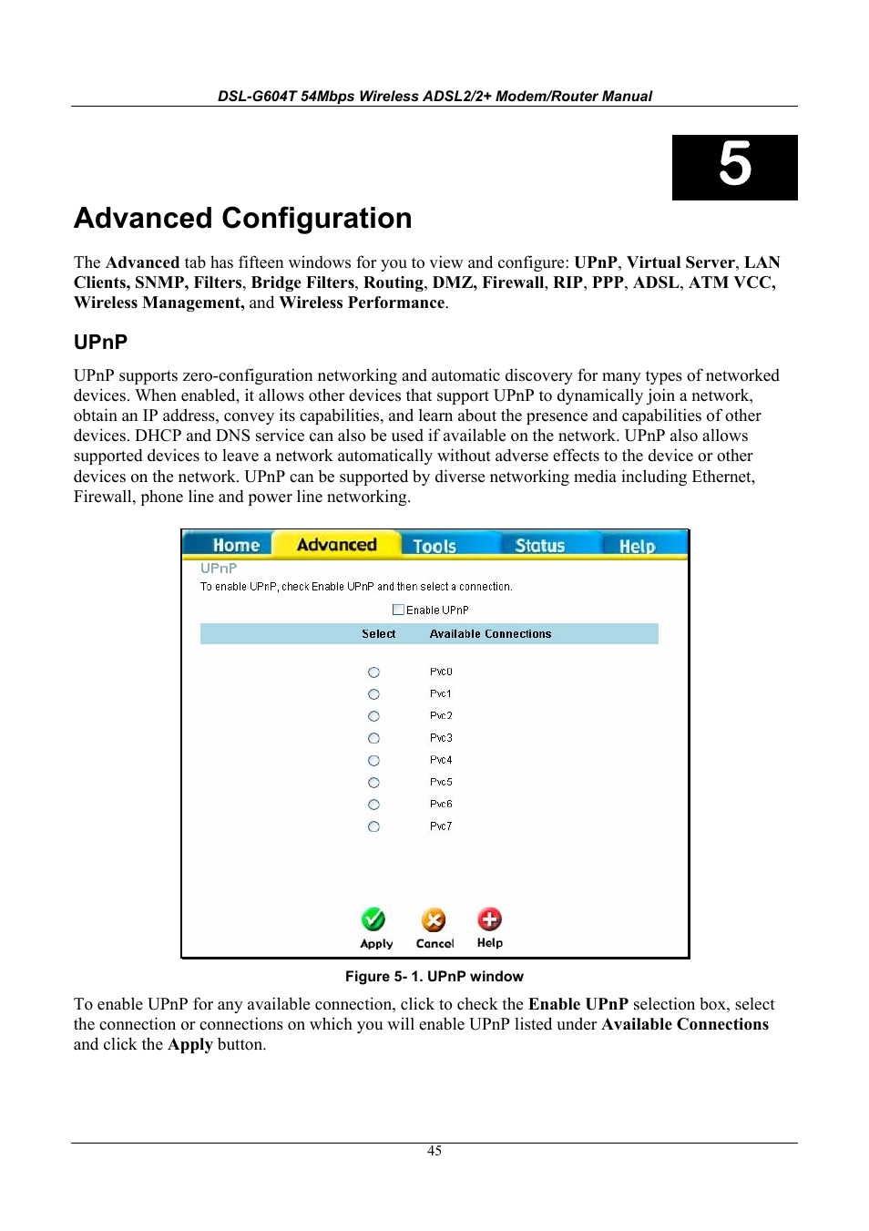 Advanced configuration | D-Link WIRELESSADSLROUTER DSL-G604T User Manual | Page 45 / 92