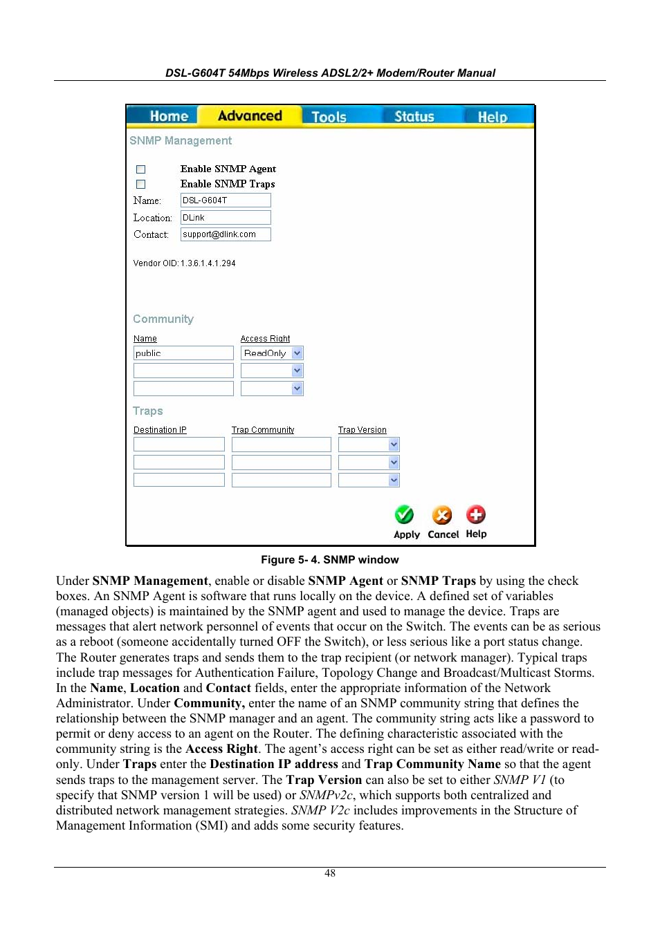 D-Link WIRELESSADSLROUTER DSL-G604T User Manual | Page 48 / 92