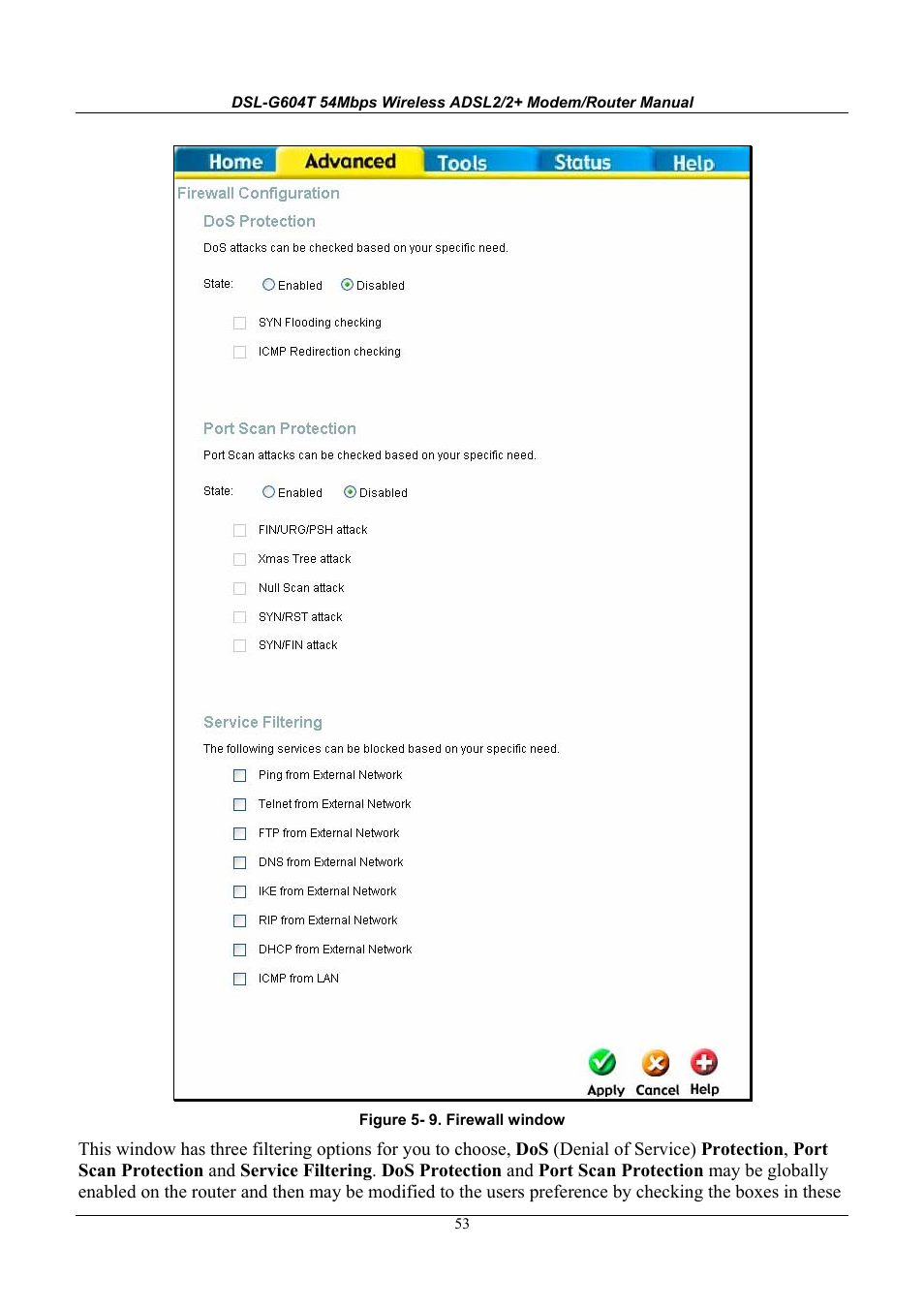 D-Link WIRELESSADSLROUTER DSL-G604T User Manual | Page 53 / 92