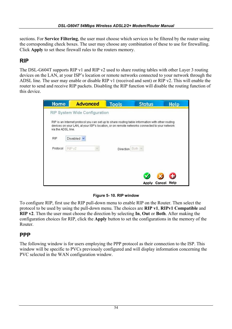 D-Link WIRELESSADSLROUTER DSL-G604T User Manual | Page 54 / 92