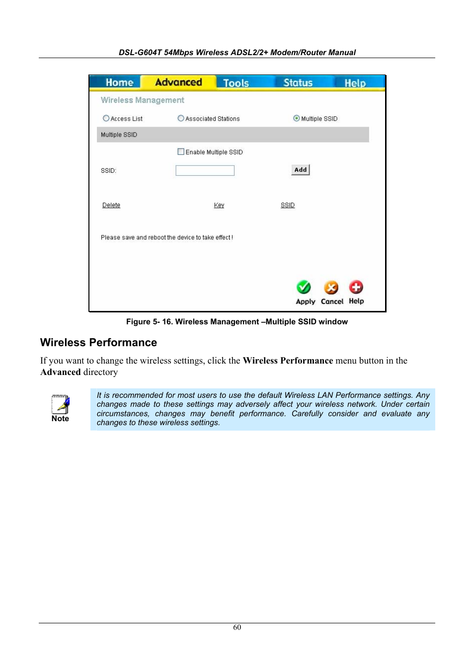 Wireless performance | D-Link WIRELESSADSLROUTER DSL-G604T User Manual | Page 60 / 92