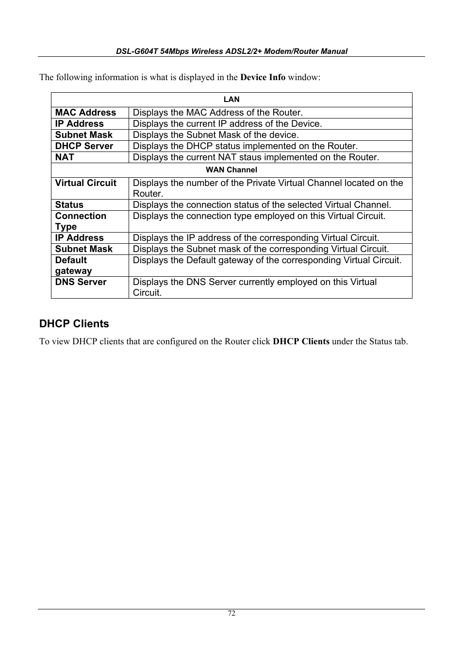 D-Link WIRELESSADSLROUTER DSL-G604T User Manual | Page 72 / 92