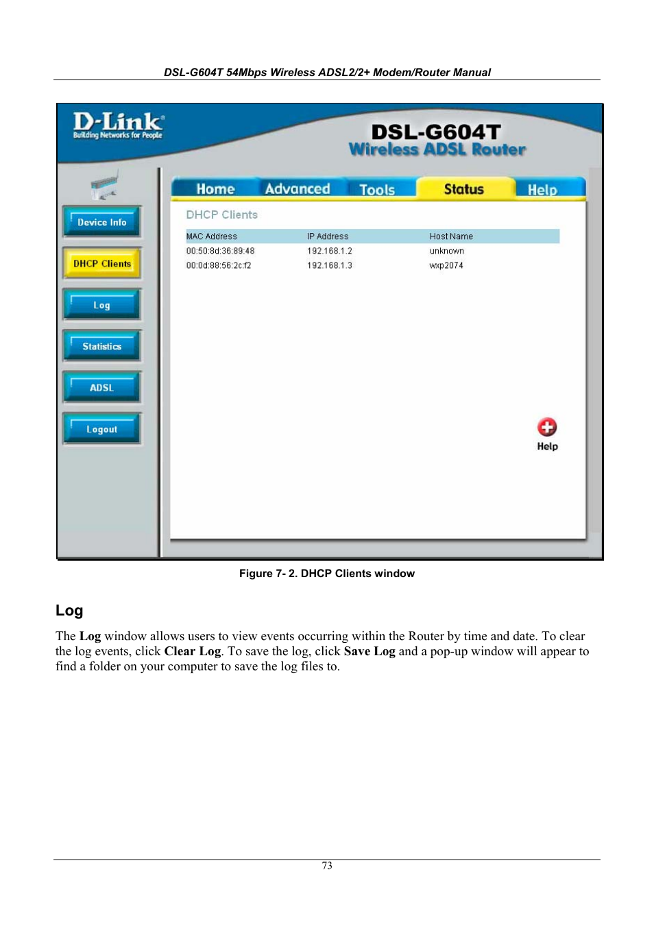 D-Link WIRELESSADSLROUTER DSL-G604T User Manual | Page 73 / 92