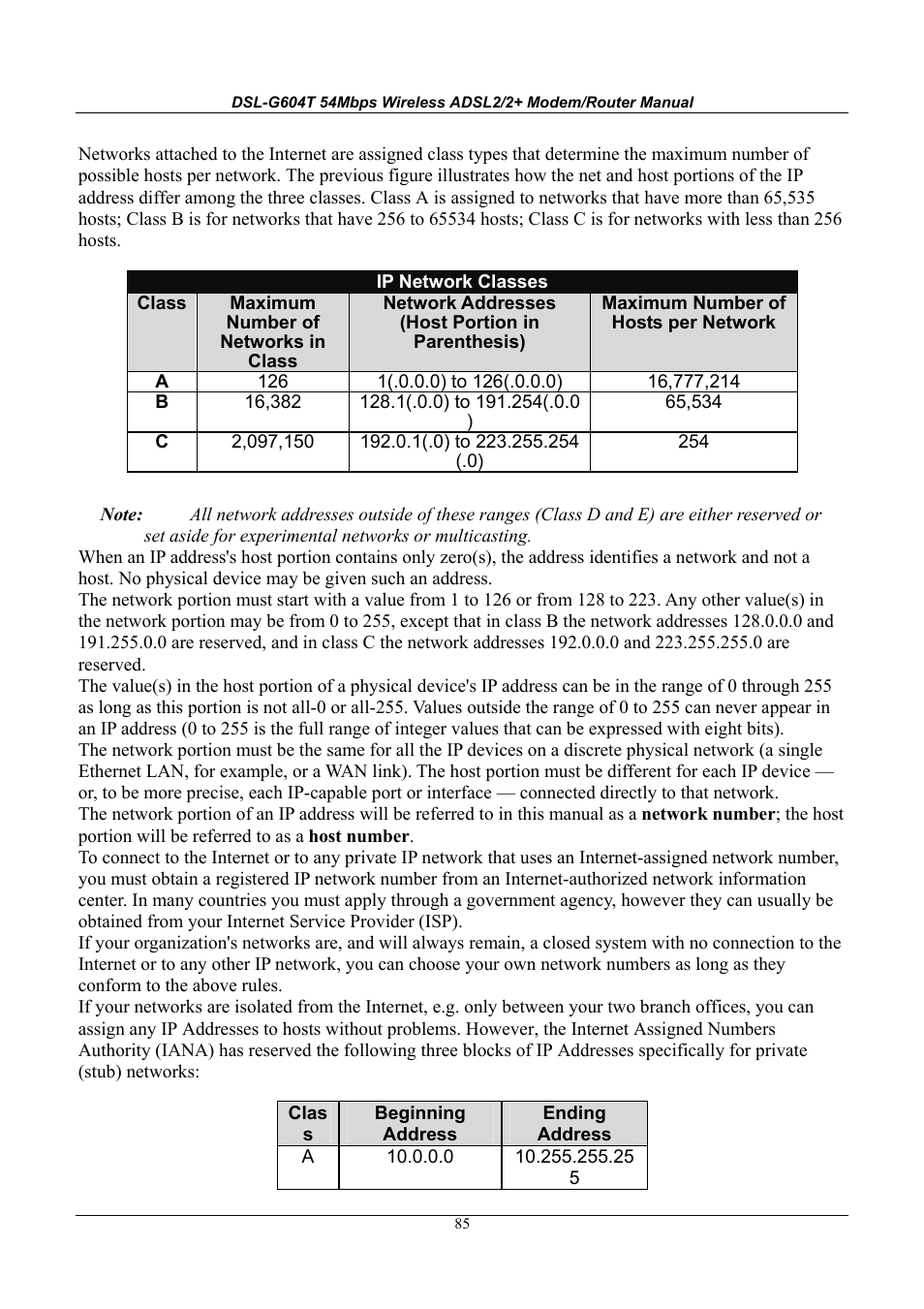 D-Link WIRELESSADSLROUTER DSL-G604T User Manual | Page 85 / 92