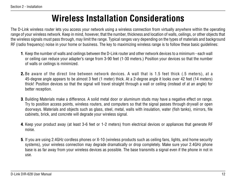 Wireless installation considerations | D-Link DIR-68 User Manual | Page 12 / 98
