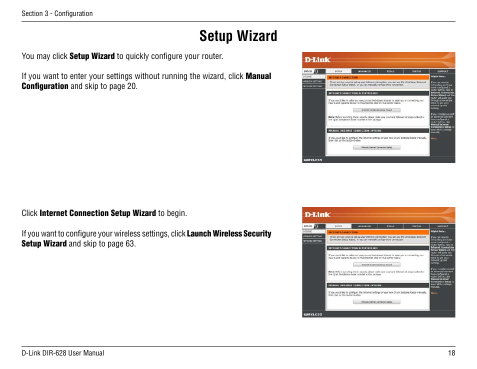 Setup wizard | D-Link DIR-68 User Manual | Page 18 / 98