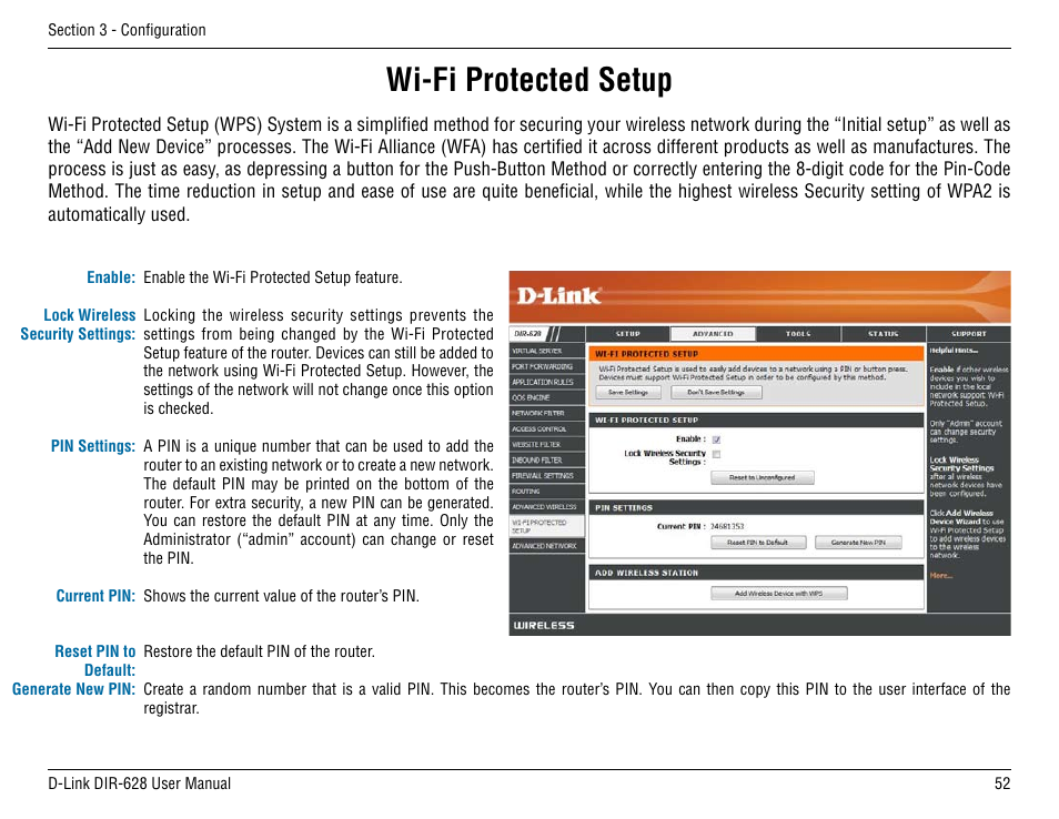 Wi-fi protected setup | D-Link DIR-68 User Manual | Page 52 / 98