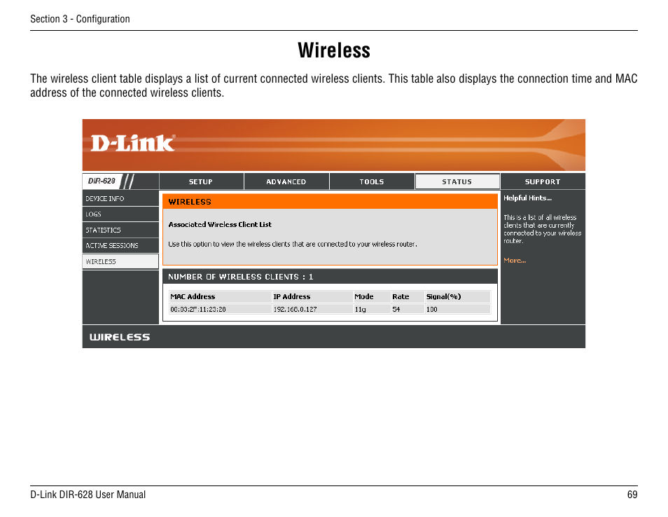 Wireless | D-Link DIR-68 User Manual | Page 69 / 98